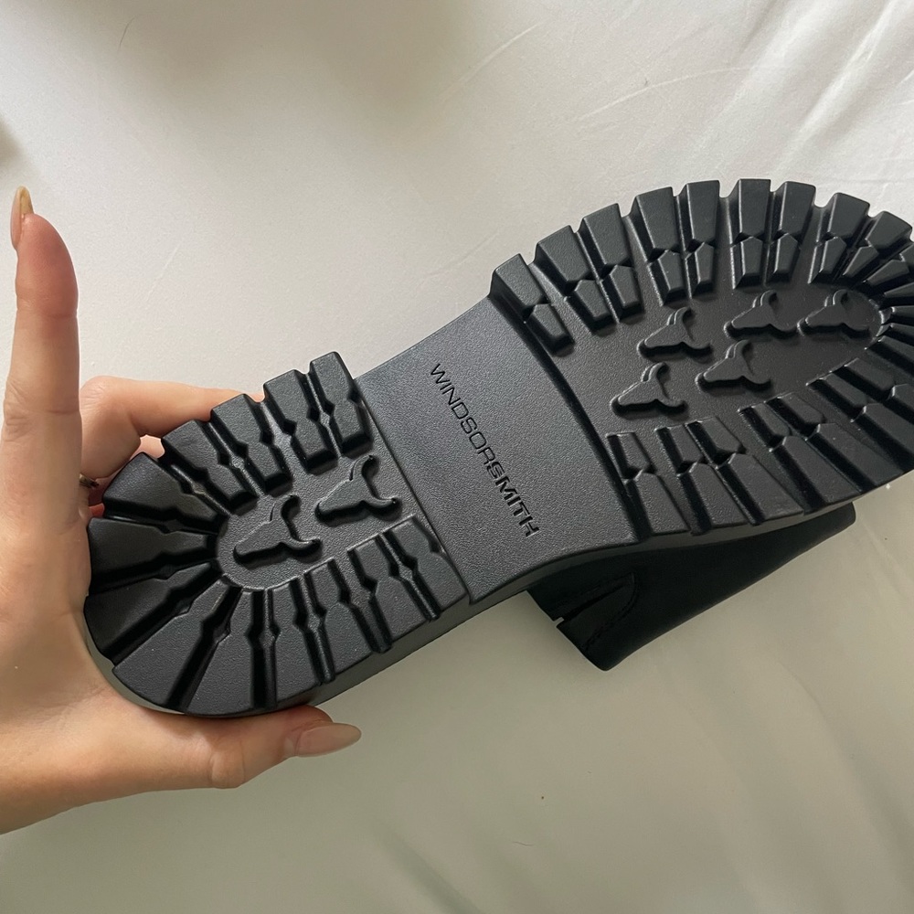 Windsor Smith Black Leather Platform Slide Sandals - Picture 4 of 5